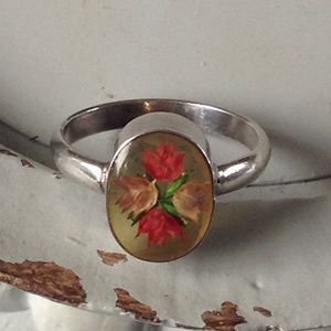 Pressed Flower Silver Ring